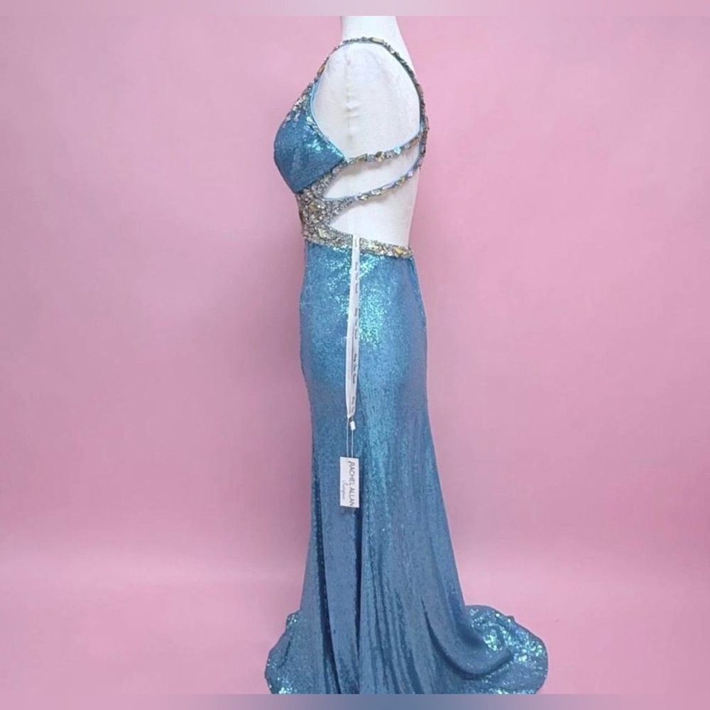 Rachel Allan Blue Sequin Gown - Picture 5 of 9